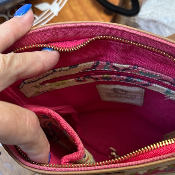 Spartina Tan and Pink Paisley Crossbody Bag - Picture 4 of 7